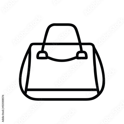 Black and White Vector Line Art of Minimal Handbag