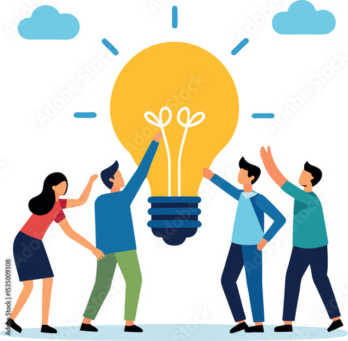 Creative Team Lighting Up A Bright Idea Together