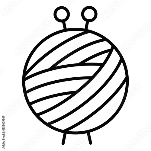 Knit yarn with needle icon simple flat icon vector symbol