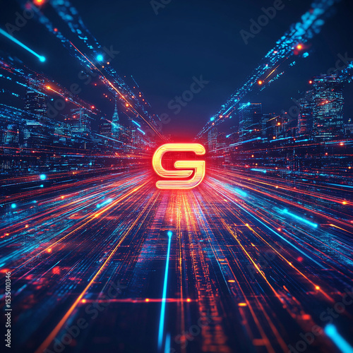Illustration Sig Wave Technology With Swirling Digital