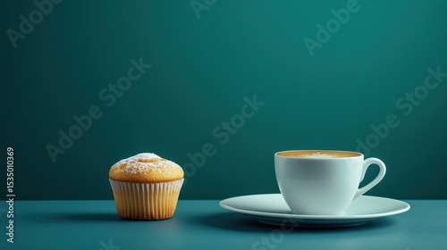 Delicious muffin and coffee on a table