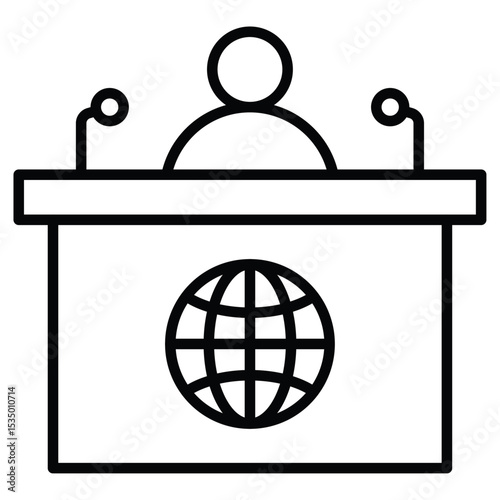 News presenter on TV Show icon simple flat icon vector symbol