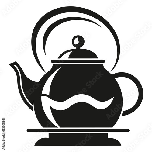 Elegant black and white teapot illustration perfect for tea time and beverage designs