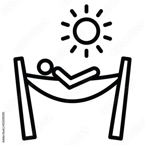 Person relaxing on hammock icon simple flat icon vector symbol