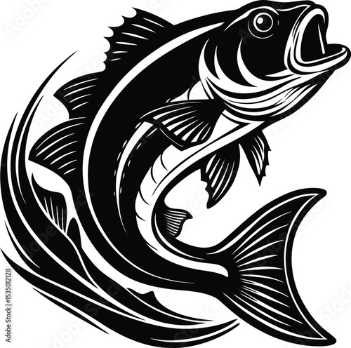 fish logo icon silhouette vector art	
