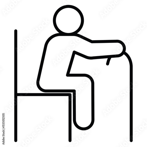Seniors or old man sitting icon simple flat icon vector symbol
