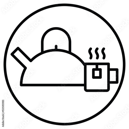Teapot with teabag on cup icon simple flat icon vector symbol