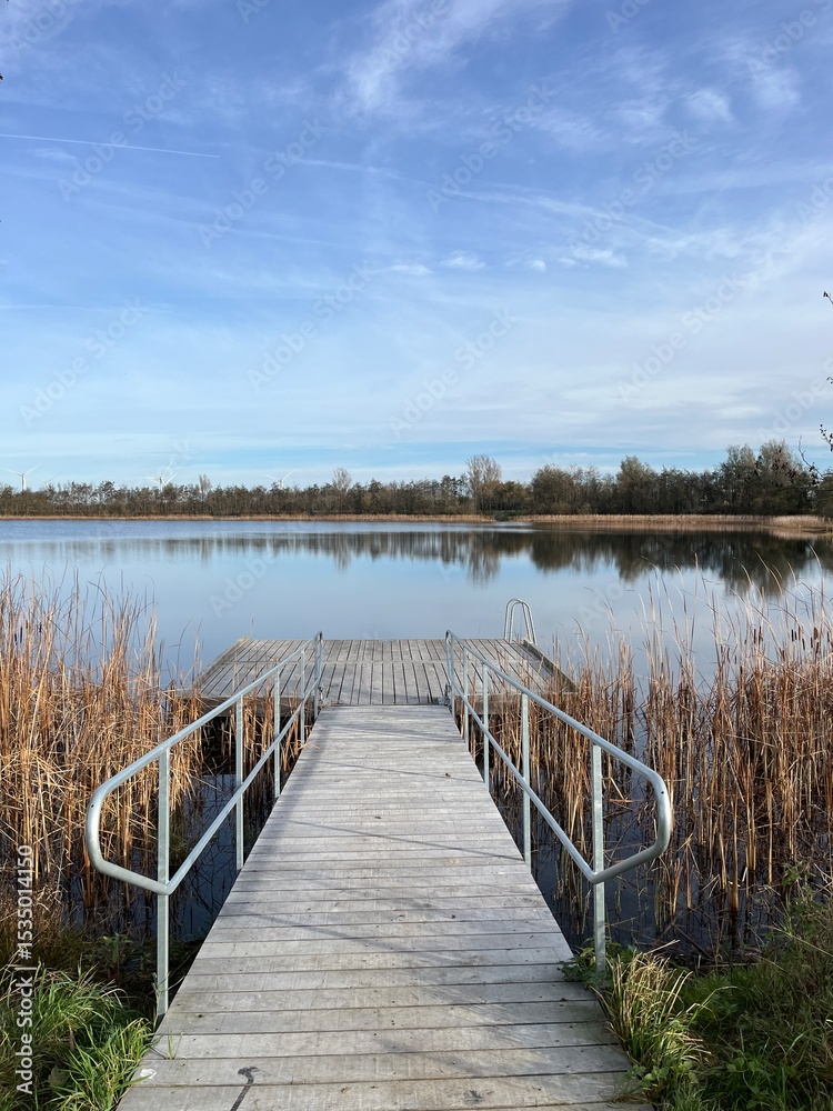 Fototapeta premium wooden bridge over the lake