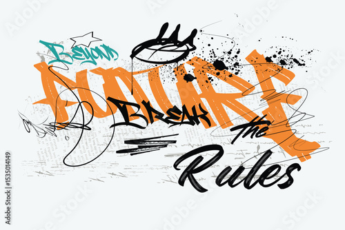 slogan art Tee, tees, typography street art graffiti slogan print with spray effect, text splash t shirt print patterns, t shirt graphics print vector illustration design