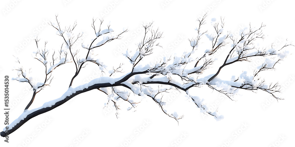 Fototapeta premium Snow-Covered Branch: Winter Nature Photography