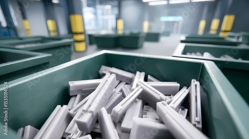 Detailed View of Plastic Components in Industrial Storage Bins