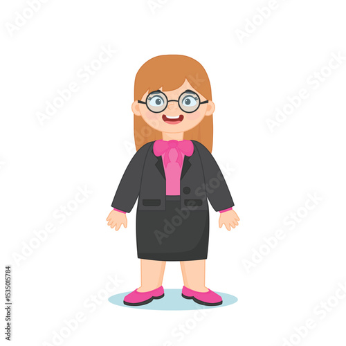Cute librarian girl. Professions. Vector illustration in flat cartoon style for