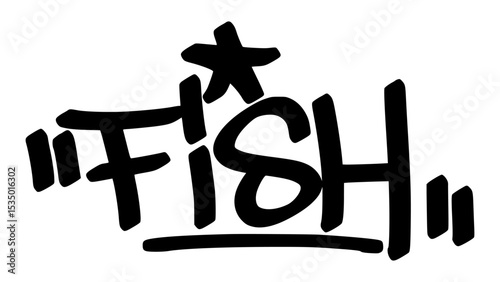 Graffiti tag “Fish” in bold street handstyle. Urban vector lettering with fresh and aquatic vibe—perfect for seafood themes, nature graphics, and marine-inspired street-style designs.
