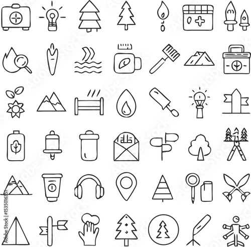 doodle education icons set