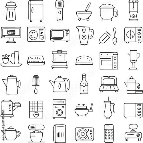 home appliances icons set