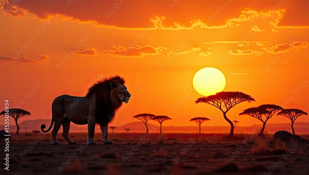 Naklejka premium horses on sunset