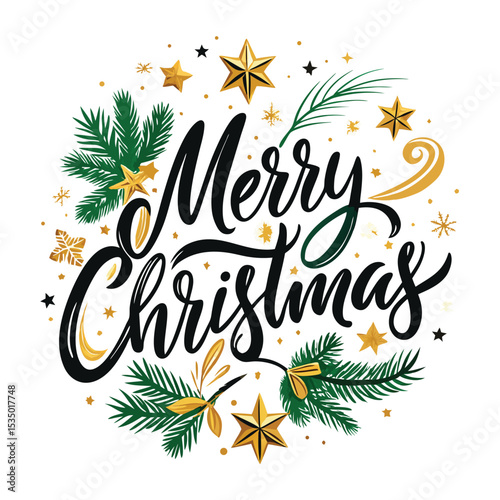 Christmas Floral Dog Illustration with Winter Plants and Berries Composition Design