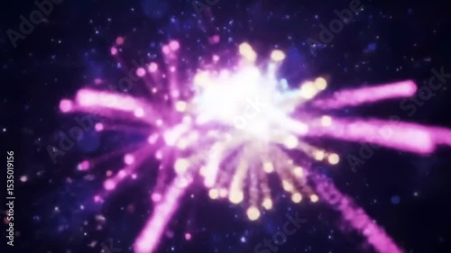 Wallpaper Mural Title Happy 4th of July fireworks bursting in pink and white against the night sky, perfect for holidaythemed designs. Torontodigital.ca