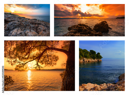 wonderful croatian collage, popular croatian places - Rijeka, Brela, Dubrovnik, Dalmatia, Croatia, Europe...exclusive - this image is sold only on Adobe Stock