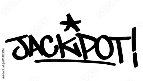 Graffiti tag “Jackpot” in bold street handstyle. Urban vector lettering with lucky and flashy vibe—great for casino themes, big wins, success graphics, and bold street-style artwork.

