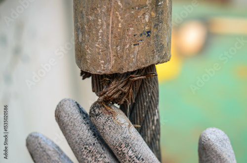The typical hazard for the seafarer during deck cargo operations between the platform support vessel and the rig or jetty. The rusty tiny wire threads may cause a serious hand injury if no gloves