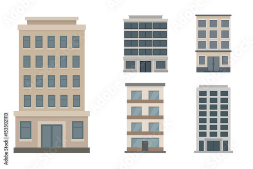 Vector City Buildings Set – Minimal Flat Architecture Icons