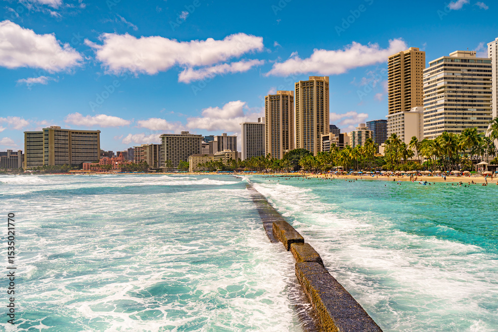 Obraz premium View of Waikiki Beach, Honolulu