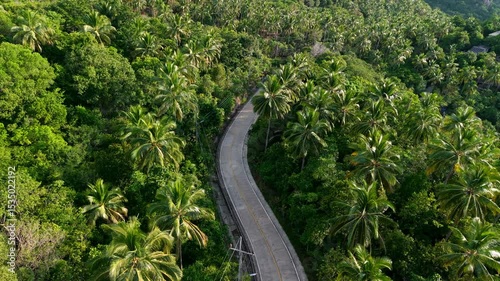 The mountain road on Koh Tao in summer, tourism on a tropical island