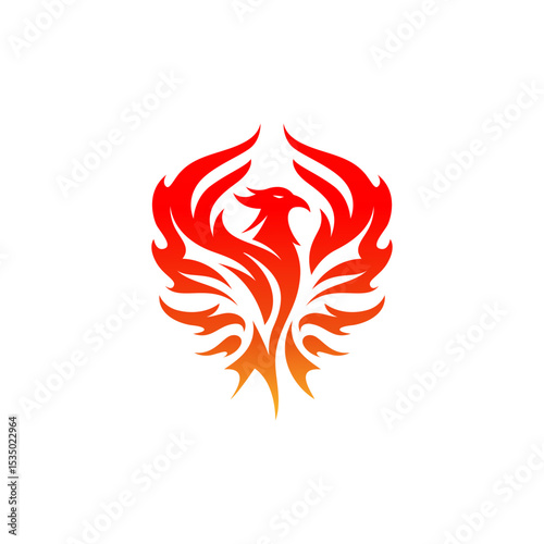 Phoenix logo of mythological bird illustration flames