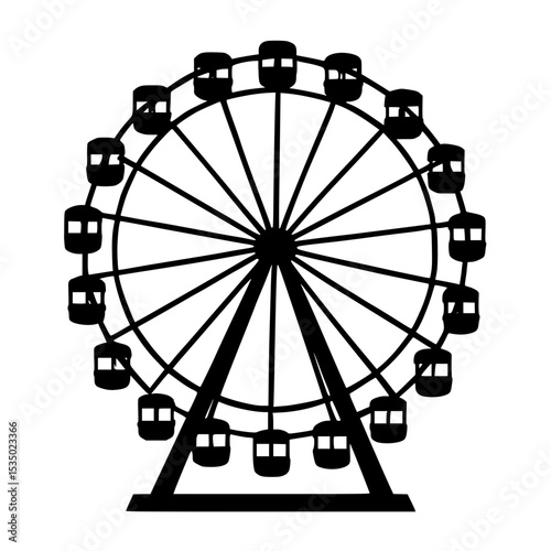 Ferris wheel silhouette in minimalist design with cabins  