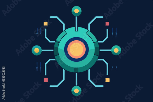 Abstract Technology Network  Connecting Nodes and Circuits in a Futuristic Design