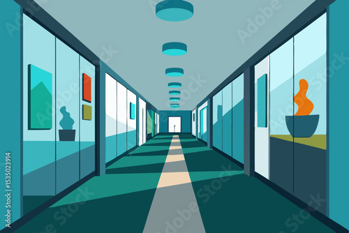 Modern Office Corridor Design  A  Stylish and Functional Workspace Interior
