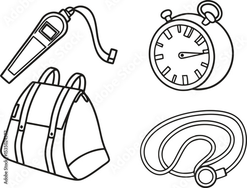 Alarm clock icons set in vintage cartoon vector illustration style