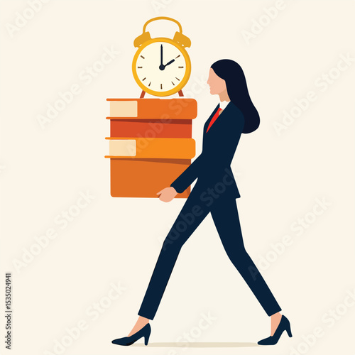 vector worker burdened with work