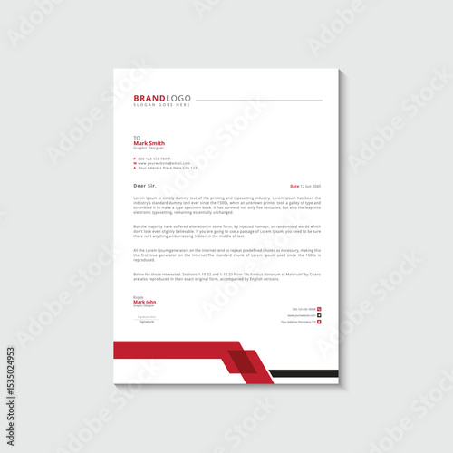 Clean and professional corporate company business letterhead template