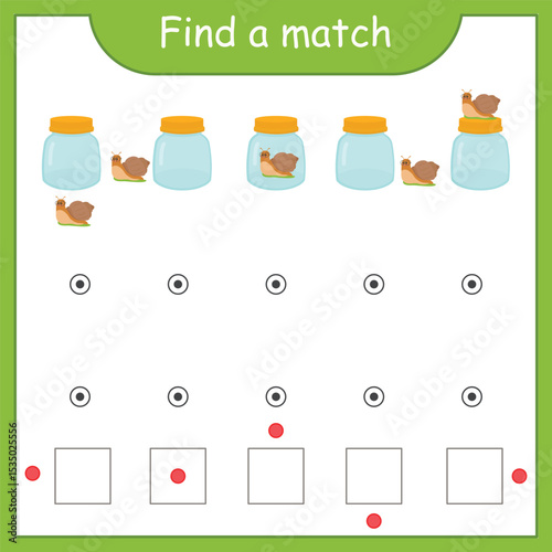 Game for preschoolers. Studying the location of an object: up, down, inside, next to. Vector sheet for printing. Cute snail. Developing attentiveness and logic