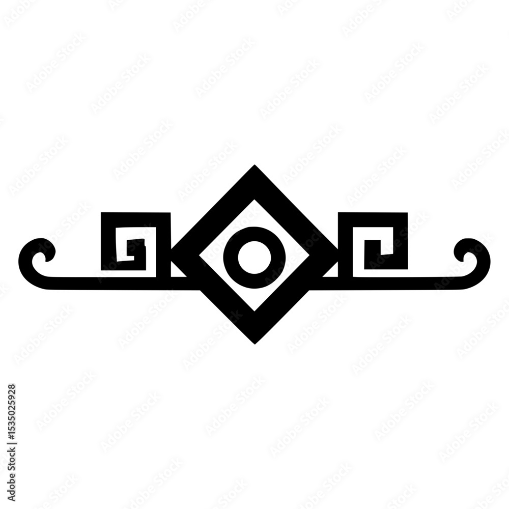Abstract black geometric design with swirls and shapes , vignette