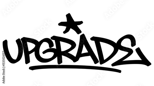 Vector graffiti tag of the word “upgrade” in bold black street art style. Expressive and modern handstyle lettering on transparent background. Great for progress and creative themes.
