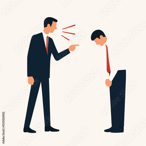 vector illustration of manager scolding employee