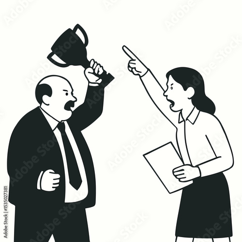 vector illustration of manager scolding employee