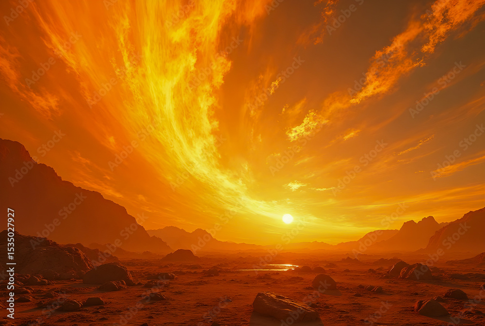 Naklejka premium sunset in the desert