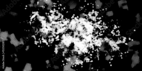Snowflakes on dark background. white icy snowflakes isolated on black background, natural background. white crystalline powder on a black background. sugar dust. texture, pattern and clipping.