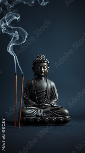 Serene Meditation Buddha with Ethereal Smoke
