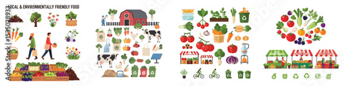 Local Farmers Market and Organic Produce Illustration