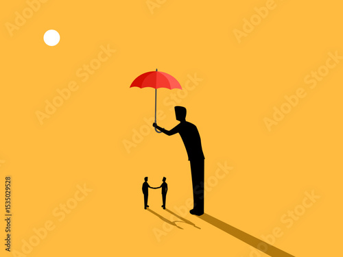 Insurance, liability, umbrella holder protecting the deal between two businesses