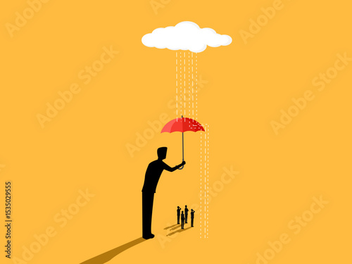 Insurance, consultant holding an umbrella to protect the business team
