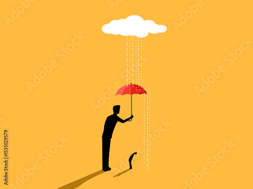 Insurance Consultant holding an umbrella to protect the rain for businessmen