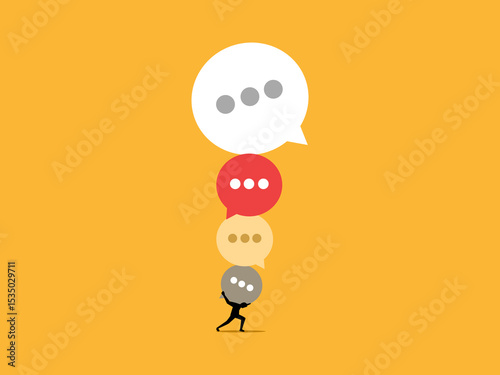 Businessmen are burdened with a lot of speech bubbles