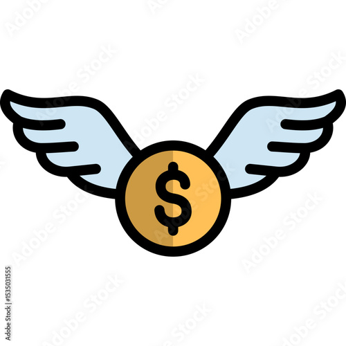 capital flight icon illustration design with filled outline