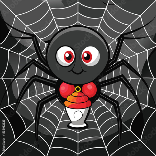 Four Distinct Spider Webs A Detailed Digital Illustration of Arachnid Creations